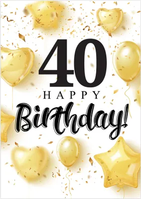 Produktbild von Friendly Fox Geburtstagskarte runder Geburtstag - 40. Geburtstag Glückwunschkarte zum Geburtstag - große Happy Birthday Karte inkl. Umschlag - Klappkarte 40 Geburtstag - Ballons & Konfetti