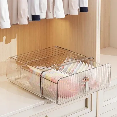 Obrázek produktu pro Systém spodních přihrádek do skříně s 24 stohovatelnými zásuvkami, ideální pro ukládání oblečení, dětského oblečení, podprsenek, látkových tašek, šátků atd.