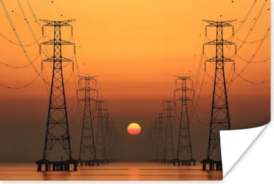 Produktbild von MuchoWow® Poster Strommasten und ein Sonnenuntergang in Korea 60x40 cm - Schlafzimmerdekoration