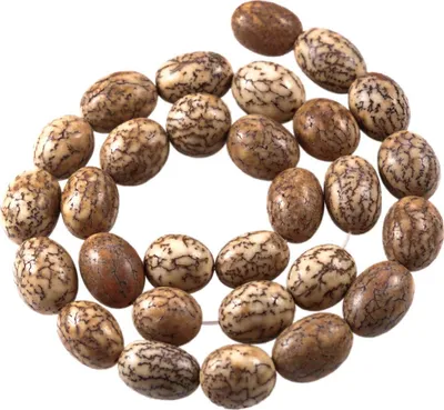 1 Strang Buddhismus Bodhi mala Holz Perlen, rauchig 13~15x11~12mm, ca. 27 Stk