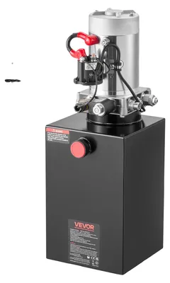 Obrázek produktu pro VEVOR 15 Qt hydraulický agregát, jednosměrné čerpadlo pro sklápěcí přívěsy, maximální otevírací tlak 22 MPa a průtok 3,4 l/min, 12 V DC hydraulické čerpadlo s kovovou nádrží pro sklápěcí přívěsy, černé