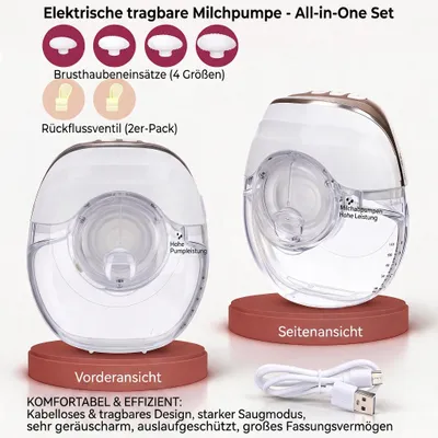 Produktbild von 2 Stück Elektrische Milchpumpe Milchpumpe Tragbar Freihändig,Brustpumpe Milch mit 3 Modi und 8 Stufen  tragbar Milchpumpe  Ultra Leise, KI-generiertes Bild
