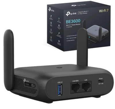 Zdjęcie produktu dla TP-Link BE3600 Wi-Fi 7, Wi-Fi 7 (802.11be), Dual-band (2.4 GHz/5 GHz), Przewodowa sieć LAN, Czarny, Przenośny router