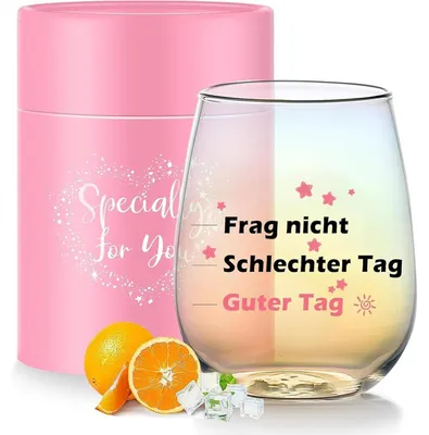 Productafbeelding van Wijnglas met gravure "Goede dag, slechte dag", 480 ml, iriserend borosilicaatglas