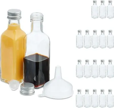 Produktbild von Glasflaschen Set, 25.5x22x16cm, mit Schraubverschluss, luftdicht und auslaufsicher, inkl. Trichter