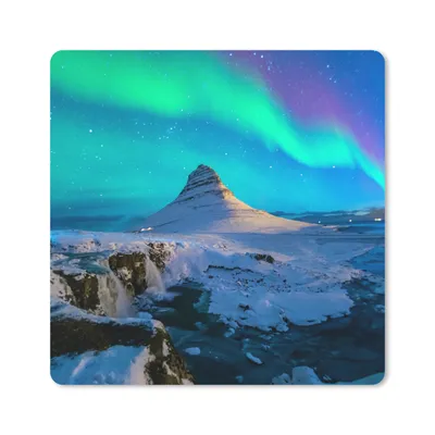 Produktbild von MuchoWow® Mauspad Mousepad Nordlichter - Berge - Island 30x30 cm - Mousepads - Maus Mat - Pad - Mausunterlage - Gaming