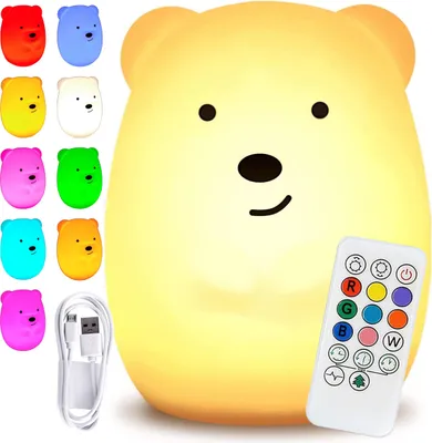 Obrázek produktu pro Silikonový medvídek vedl rgb noční světlo