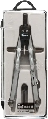 Produktbild von Idena 20062 - Schnellverstellzirkel im Etui, inklusive Ersatzminen in Schutzhülse, Silber/Schwarz, 1 Etui