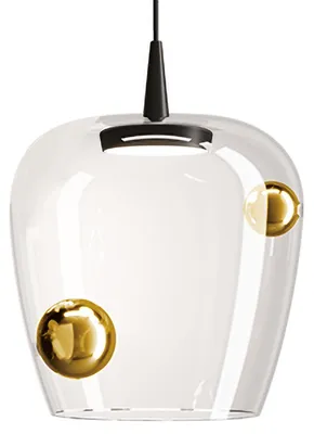 Image de Zafferano Lampe À Suspension Bilia 27Cm Led Triac 8W 2700K Verre Soufflé Finition Noir Et Bronze Pour Éclairage Intérieur Au Design Élégant