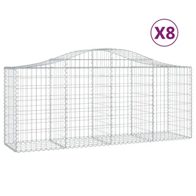 Zdjęcie produktu dla vidaXL Gabiony z wysokim łukiem 8 sztuk 200x50x80/100 cm Ocynkowane żelazo