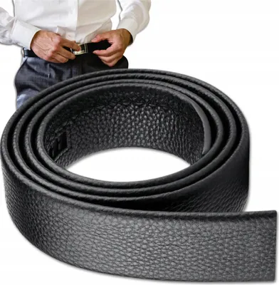 Immagine prodotto di EDIBAZZAR | Cintura di ricambio senza fibbia per pantaloni, in ecopelle, nera, elegante