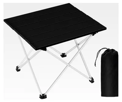 Produktbild von Tragbarer Campingtisch, Beistelltisch, Leichter Klapptisch für den Außenbereich, Kompakter Aluminiumtisch mit Tragetasche für Camping, Picknick, Grillen, Wandern, Angeln