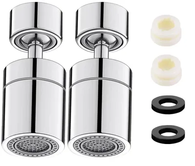 Produktbild von Wasserhahn Luftsprudler - 2 Stück Schwenkbar Universal Wasserhahn Aufsatz mit 2 Sprühfunktionen - 360° Drehbarer Wassersparender Strahlregler