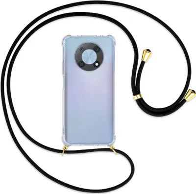 Produktbild von Handykette Backcover-Schutzhülle mit Band (Metall goldfarben) für Huawei nova Y90 4G (6.7'') - schwarz