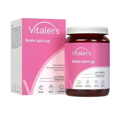Produktbild von Vitaler’s Biotin 2500 µg pro Tablette, 240 Tabletten, 8 Monate Vorrat