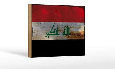 Produktbild von Holzschild Flagge Irak 18x12 cm Flag of Iraq Rost Dekoration