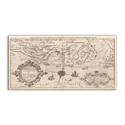 Produktbild von Coloray Canvas 120x60  Wandbild Leinwand Bilder Deko Antike Karte von Livonia Vintage