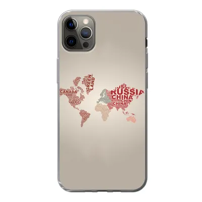 Produktbild von MuchoWow® Handyhülle Schutzhülle Hülle für iPhone 12 Pro Max Weltkarte - Karte - Briefe Silikon Softcase Handy Hülle - Hartschale