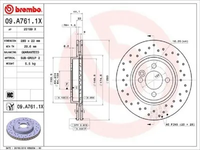 Zdjęcie produktu dla Tarcza hamulcowa BREMBO 09.A761.1X