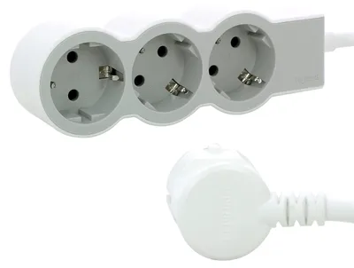 Produktbild von Legrand 694559, 3 m, Drinnen, Abgewinkelt, Grau, Weiß, 3 AC-Ausgänge, 589 g