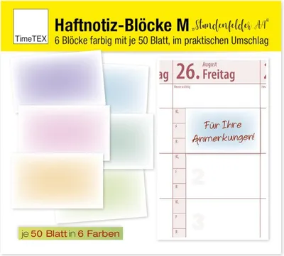 Produktbild von TimeTEX Haftnotiz-Blöcke „Stundenfelder A4“ M, 6 Blöcke
