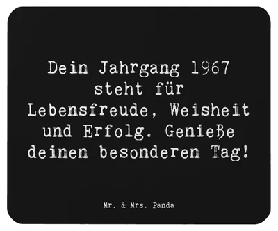 Produktbild von Mr. & Mrs. Panda Mauspad Spruch 1967 Geburtstag - Schwarz - Geschenk, Glücksmomente, laptop, Mouse Pad, Geburtstagsgeschenk, Geboren am, Jubiläum, Erinnerungen, Mousepad