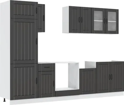 Produktbild von vidaXL 8-tlg. Küchenschrank-Set Kalmar Schwarz Holzwerkstoff
