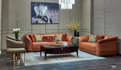 Zdjęcie produktu dla nowoczesna sofa zestaw 3+2 osobowy design skórzana sofa kanapa skóra pomarańczowa grupa nowy