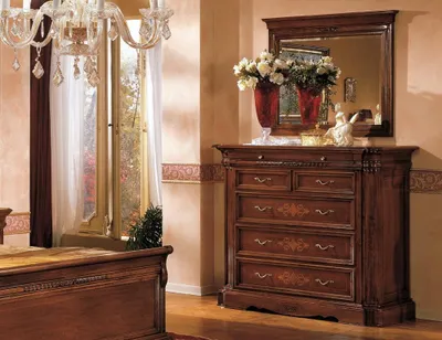 Image de Commode en bois massif avec miroir Commodes Set Meubles italiens 2pcs.
