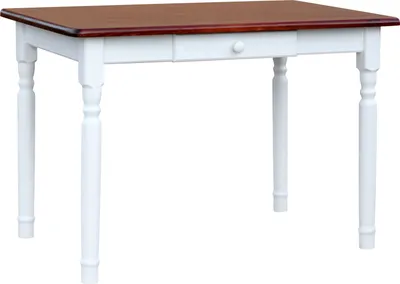 Obrázek produktu pro Bílý stůl II se zásuvkou z masivního borovicového dřeva s deskou stolu v barvě Calvados 130 x 70 cm