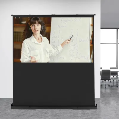 Produktbild von Beamer-Leinwand/Projektionsleinwand - Bodenstehend Pull-Up - 177,8 x 101,6 cm - 16:9 - Tragbar für Heimkino/Büro/Schule - Schwarz