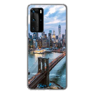 Produktbild von MuchoWow® Handyhülle Schutzhülle Hülle für Huawei P40 Pro New York - Skyline - Brücke Silikon Softcase Handy Hülle - Schutz