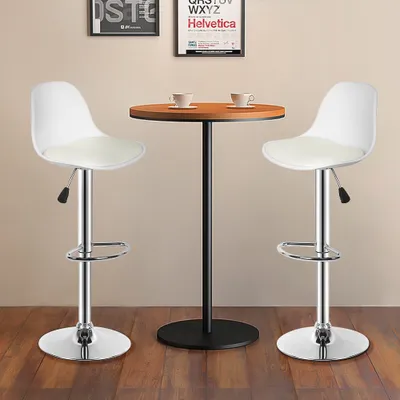 Produktbild von 2er set Barhocker Kunstleder höhenverstellbar 55-75cm, Barstuhl, Tresenhocker, Barsessel, Küchenhocker Weiß