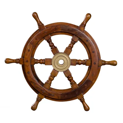 Produktbild von Dekoratives Steuerrad aus Holz mit Messingnabe. Von S bis XL Boot Schiff Maritim, Größe:Größe S - 30 cm
