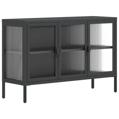 Obrázok produktu pre Komoda čierna 105x35x70 cm sklo a oceľ
