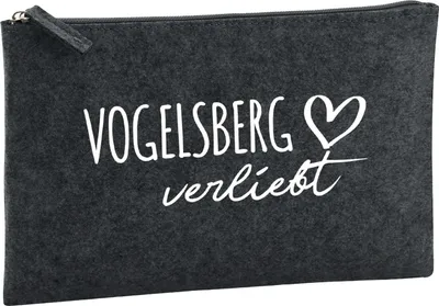 Produktbild von Huuraa Kulturbeutel Vogelsberg verliebt 1 Liter Charcoal Filz Kosmetiktasche Geschenkidee