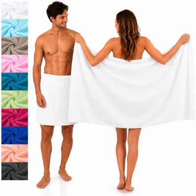 Produktbild von Betz 2 Stück Saunatücher Saunatuch Saunahandtuch Set Palermo 100% Baumwolle Frottier XXL Badetuch Strandtuch Größe 80 x 200 cm Farbe weiß