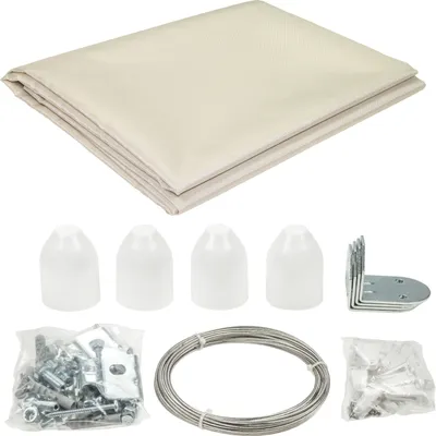 Produktbild von sunprotect 12507 Seilspann-Markise Komplett-Set, 2,7 x 1,4 m, Sonnenschutz für Pergola Wintergarten Terrasse, beige, 38-teilig (1 Set)