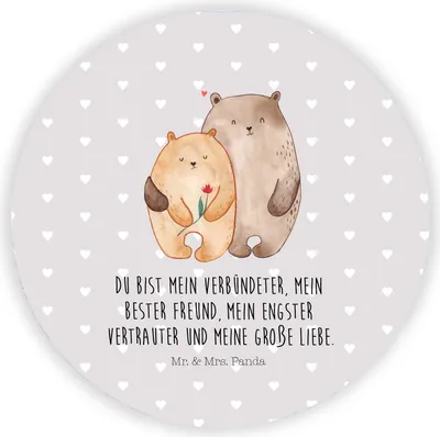 Produktbild von Mr. & Mrs. Panda magnet Bären Liebe - Grau Pastell - Geschenk, Freund, für kühlschrank, Hochzeitstag, magnettafel, Umarmung, Freundin, rundmagnet, pinnwand, Umarmen
