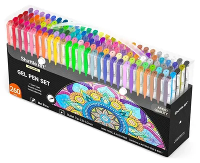 Produktbild von Gelstifte Set 260 Teile 130 Stifte mit 130 Ersatzminen Glitzer Neon Pastell Metallic