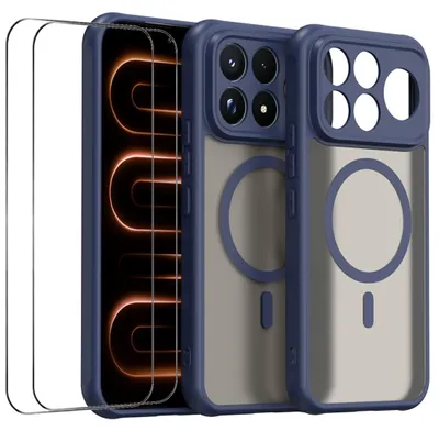 Obrázek produktu pro Pouzdro MagSafe + 2x ochranné sklo pro Xiaomi Poco F9 Pro 5G, ochrana fotoaparátu, modrá barva