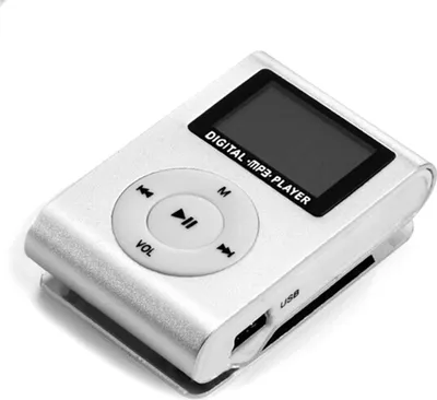 Produktbild von Tragbarer Mini-MP3-Musik-Player, Metallgehäuse, Clip-Design, Mini-LCD-Bildschirm, Silber