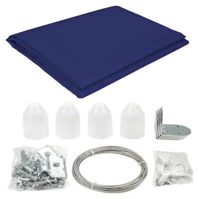 Produktbild von sunprotect 12542 Seilspann-Markise Komplett-Set, 2,7 x 1,4 m, Sonnenschutz für Pergola Wintergarten Terrasse, königsblau, 38-teilig (1 Set)