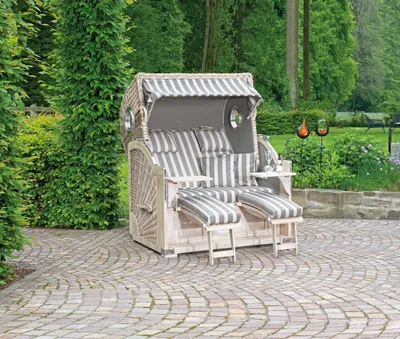 Produktbild von SunnySmart Rustikal 500 PLUS COMFORT 2-Sitzer Garten-Strandkorb 3/4-Liegemodell XL