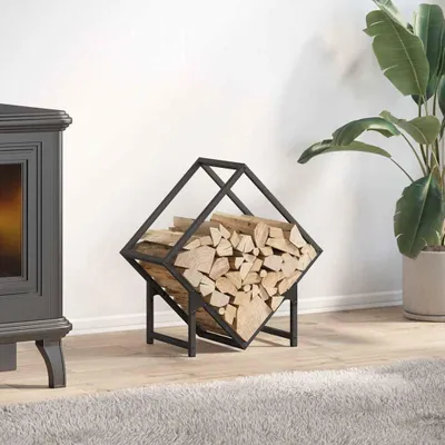 Zdjęcie produktu dla vidaXL Stojak na drewno opałowe czarny 50x25x50 cm Stal walcowana na zimno