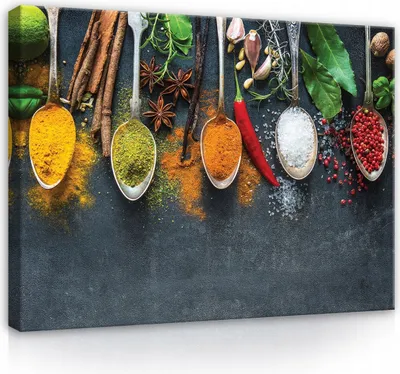 Produktbild von Bilder Küche Gewürze 100x75 cm XXL Modern Canvas Leinwand Leinwandbilder Leinwandbild Wandbilder Kunstdruck Wand Bild auf Leinwand Aufhängefertig