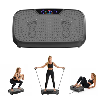 Immagine prodotto di Piattaforma vibrante FLEXISPOT, fino a 200 kg, 120 livelli, programmi versatili, display a LED, telecomando, 2 bande elastiche, ruote integrate, nero