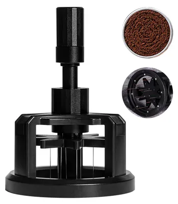 Produktbild von 53 mm verstellbares WDT-Werkzeug, sternfoermig verteilt, 10 x 0,4 mm Nadeln aus Edelstahl 304, Kaffeeverteiler, abnehmbarer magnetischer rotierender Kaffeepulverruehrer, Espresso-Verteilungswerkzeug