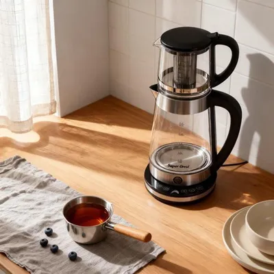 Immagine prodotto di Bollitore elettrico - 2,5 litri - 1500 W - Acciaio inossidabile e vetro - Con spegnimento automatico