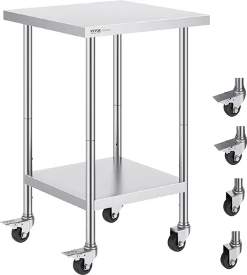 Zdjęcie produktu dla Stół blat roboczy 60x60cm gastronomia 4 kółka stal nierdzewna mobilny